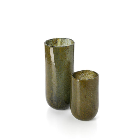 Vaso Scultoreo in Vetro Soffiato The Forest – Verde Oliva (Alto, 33 cm)