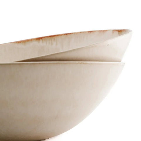 Ciotola da Portata in Gres Bianco e Oro 27 cm Cascais M