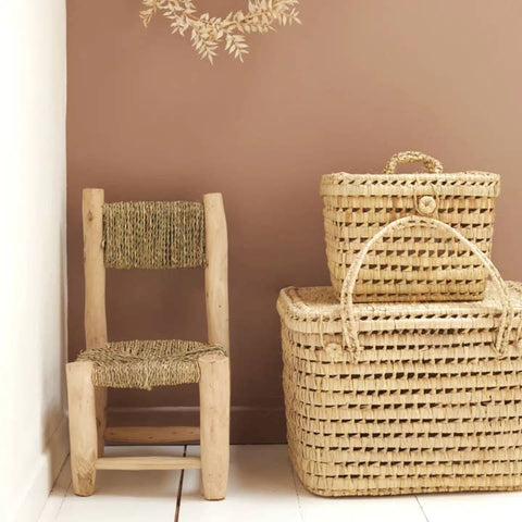 sedia bambini stile japandi in legno massello