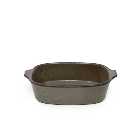 Teglia da Forno Piccola in Gres Verde Smaltato Crackle Comporta S (22 cm)