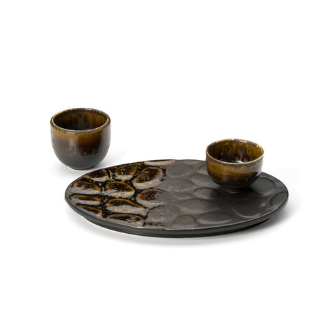 Piatto Ovale in Ceramica Merapi – Marrone Cacao & Cenere (L 25,9 cm)