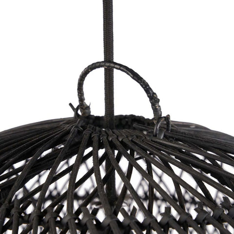 Lampadario a Sospensione in Rattan Intrecciato The Bubble – Nero (Medio, Ø 50 cm)