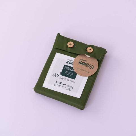 Set of 2 Premium 400-Thread-Count Bamboo Pillowcases – Deep Moss / Deep Moss Green