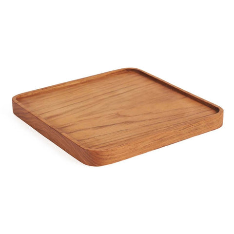 Natural Teak Square Plate, Size S, 15 cm