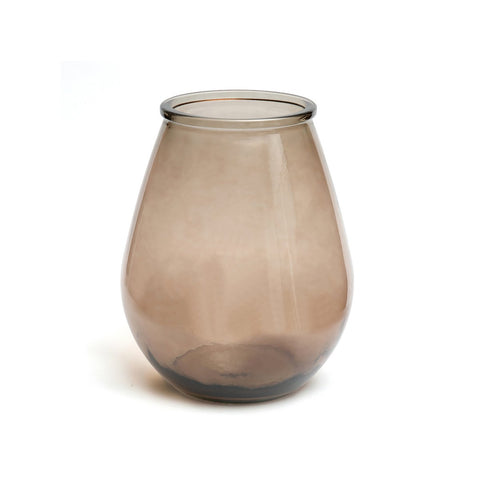 Vaso grande in vetro riciclato beige traslucido e fumè Qiezi 29x35,5 cm 