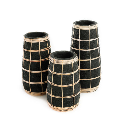 Vaso Slanciato in Terracotta e Rafia The Cutie L (14x31 cm)