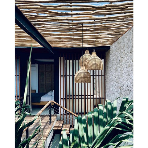 Lampada a Sospensione in Rattan Naturale Lobster Trap L