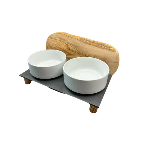 doppia ciotola cane porcellana design naturale