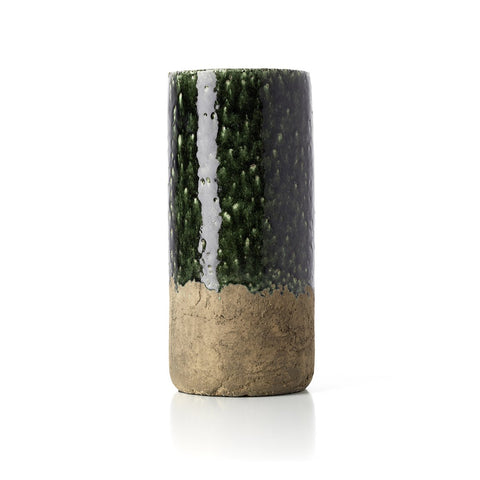 Vaso Scultoreo Cilindrico in Gres The Moss – Verde Cemento