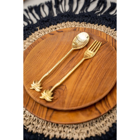 Cucchiaio da Servizio in Ottone Massello con Palma – Color Oro (22 cm)