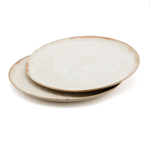 Piatto da Insalata in Gres Portoghese Cascais – Bianco e Marrone (Ø 22 cm)