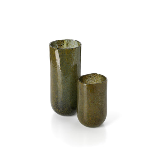 Vaso Scultoreo in Vetro Soffiato The Forest – Verde Oliva (Alto, 33 cm)