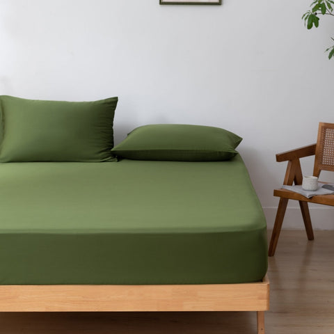 Set of 2 Premium 400-Thread-Count Bamboo Pillowcases – Deep Moss / Deep Moss Green
