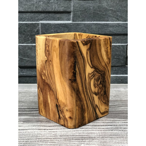 Portaspazzolino in legno d’ulivo SQUARE – Design moderno bagno