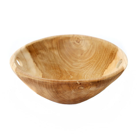 Vassoio ciotola quadrato in legno di teak naturale con manici integrati