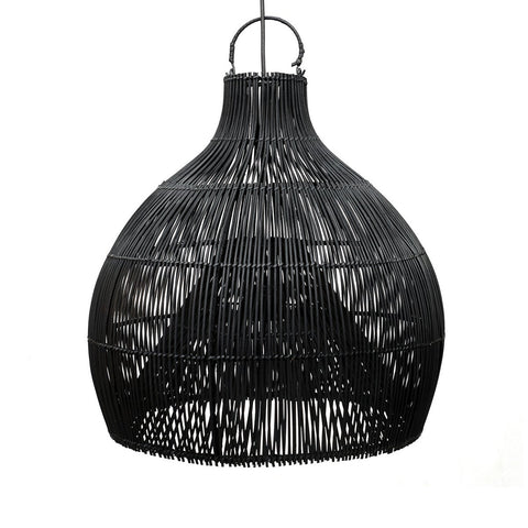 Lampada a Sospensione in Rattan Lobster Trap – Nero (Grande, Ø 50 cm)