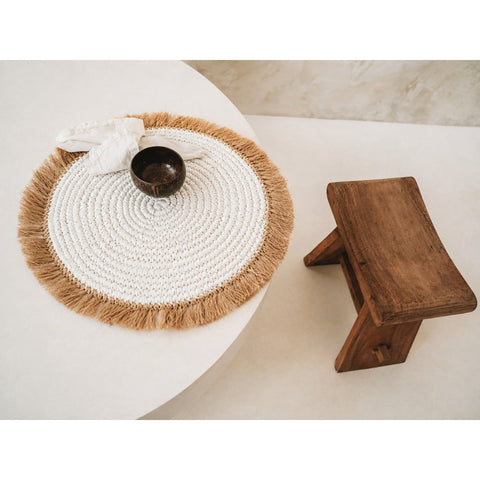 The Water Hyacinth Rafia Placemat - Natural White