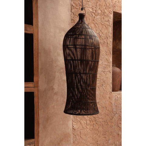 Lampadario a Sospensione in Bambù The Oasis Tower – Noce Scuro (Extra Large, H 102 cm)