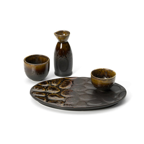 Piatto Ovale in Ceramica Merapi – Marrone Cacao & Cenere (L 25,9 cm)