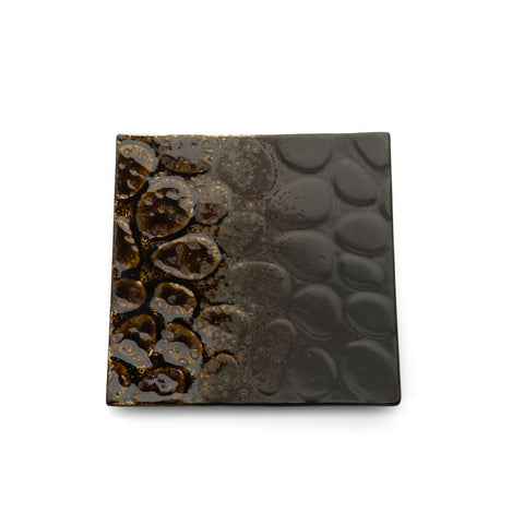 Piatto Quadrato in Ceramica Merapi – Marrone Cacao & Cenere (20,5 x 20,5 cm)