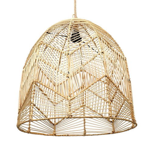 Lampada a Sospensione in Rattan Artigianale La Bala – Naturale (Grande, 50x50 cm)