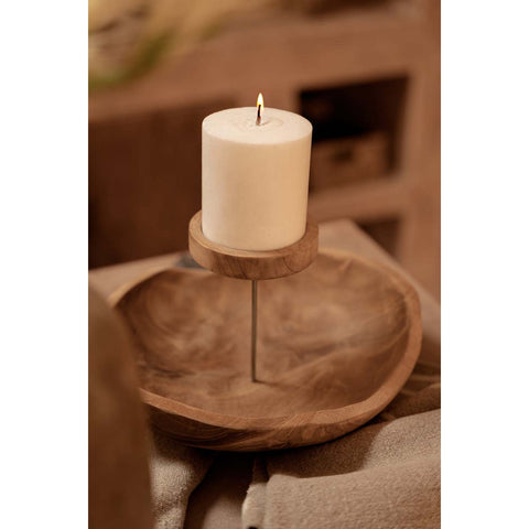 Portacandele a Piatto in Legno Naturale (Ø 29 cm)