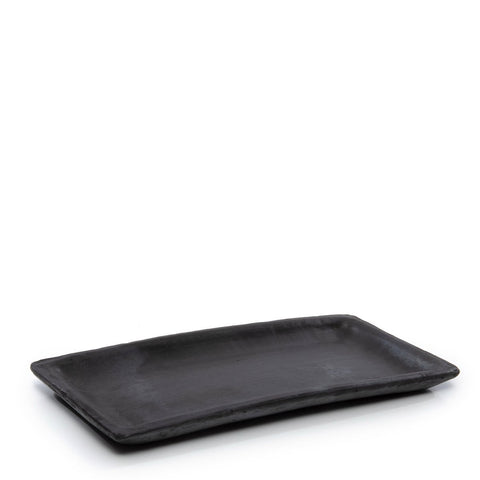 Piatto da Sushi Rettangolare in Terracotta The Burned – Carbone / Nero - M