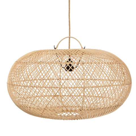 Lampada a sospensione grande rotonda in rattan naturale intrecciato The Wholly L 60 cm