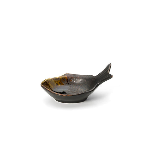 Ciotola a Forma di Pesce in Ceramica Merapi – Marrone (Piccola, 10x6,5 cm)