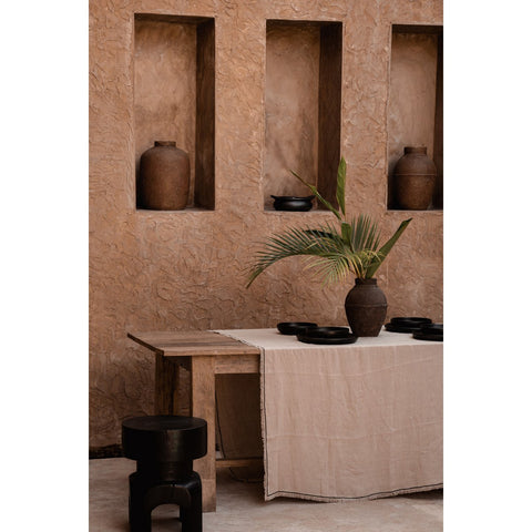 Tovaglia Rettangolare in Lino Pesante Tuscany (150x300 cm) - Nero e Naturale