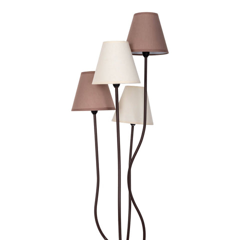 Lampada da Terra Multi-Paralume "Boho" – 4 Paralumi in Cotone Beige e Marrone (H: 138 cm)