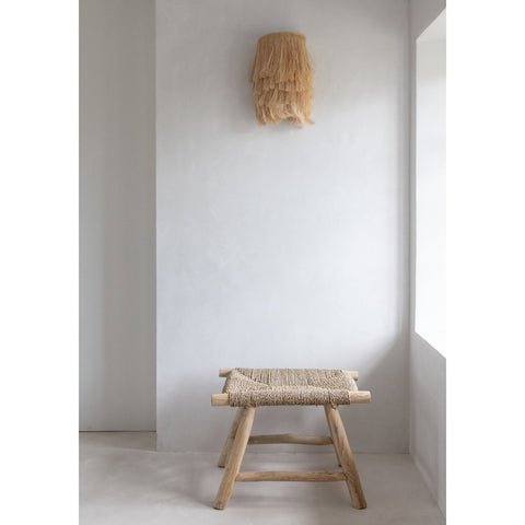 Porto M Natural Seagrass and Wood Stool