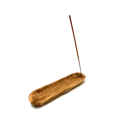Porta Bastoncini di Incenso Ovale in Legno d'Ulivo (30 cm)