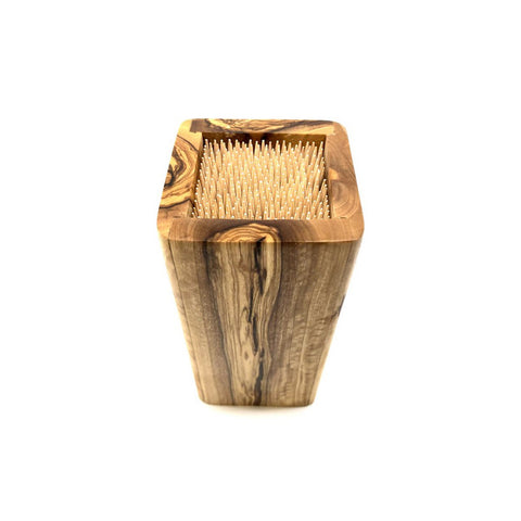 Ceppo per Coltelli DESIGN in Legno d'Ulivo con Inserti Salva-Lama (8x8xH 16 cm)
