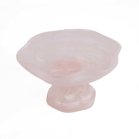 Alzata Portafrutta Scultorea in Resina Organica – Rosa e Bianco (Ø 27 cm)