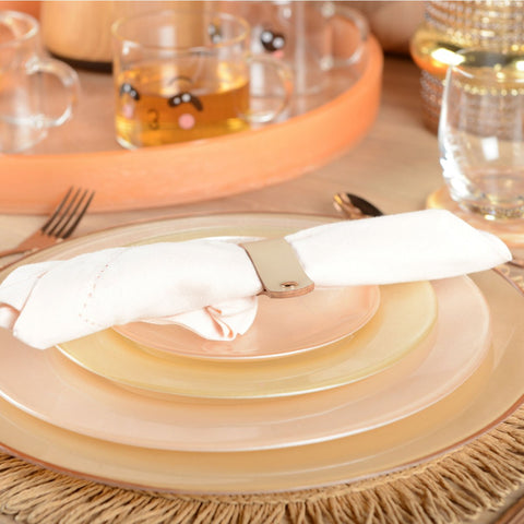 Set di 4 Portatovaglioli Anolari in Ecopelle – Beige Warm