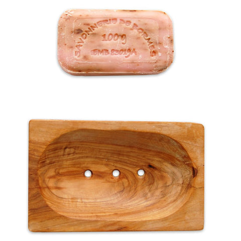 Portasapone SQUARE Piccolo in Legno d'Ulivo con Piedini Antiscivolo