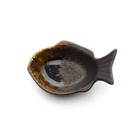 Ciotola a Forma di Pesce in Ceramica Merapi – Marrone (Piccola, 10x6,5 cm)