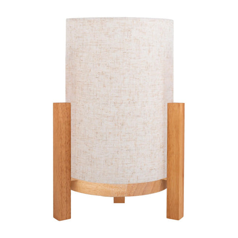 Lampada da tavolo a LED ricaricabile in legno naturale e tessuto chiaro Matilda alta 32 cm
