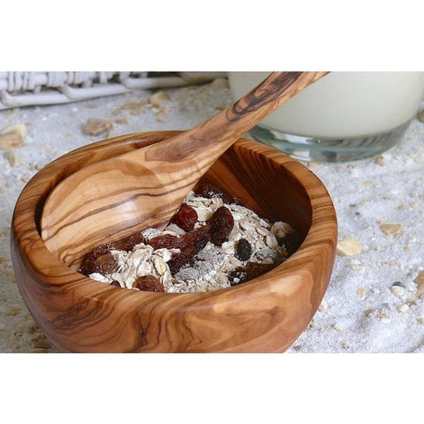 Ciotola per Cereali in Legno d'Ulivo Ø 14 cm con Cucchiaio