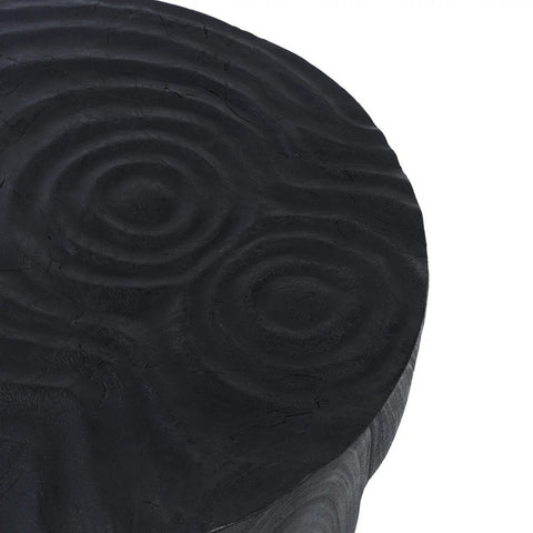 Tavolino Scultoreo in Legno di Suar "Madero" (Ø 61 cm) – Nero Ebanizzato