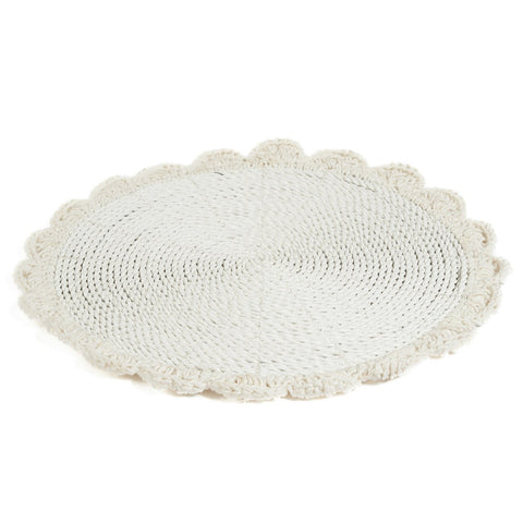 Tovaglietta Rotonda in Alghe e Macramè "The Macrame Marriage" – Bianca