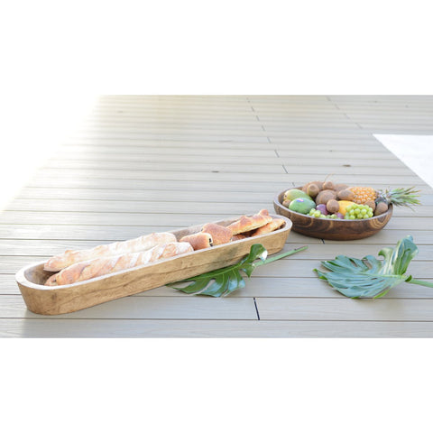 Vassoio e Centrotavola Scultoreo in Legno Naturale (100x22 cm)