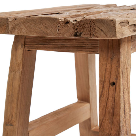 Sgabello in Teak Rigenerato Yoke – Grande (H 47 cm)