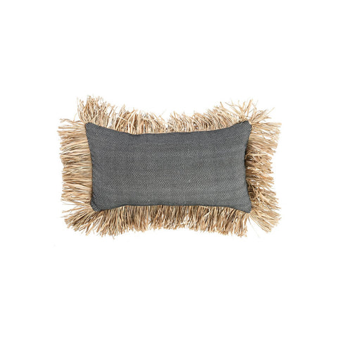Fodera per Cuscino in Cotone e Rafia The Cotton Bonita – Nero Naturale (30x50 cm)