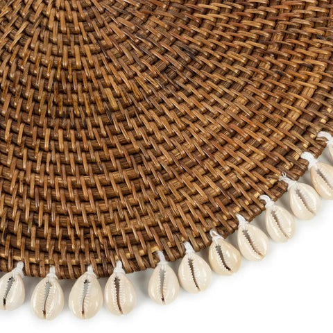 Tovaglietta Americana in Rattan e Conchiglie – Marrone Naturale (Ø 40 cm)