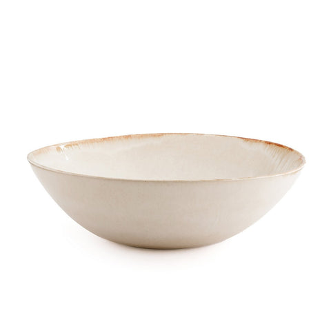 Ciotola da Portata in Gres Bianco e Oro 27 cm Cascais M