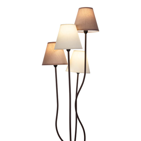 Lampada da Terra Multi-Paralume "Boho" – 4 Paralumi in Cotone Beige e Marrone (H: 138 cm)