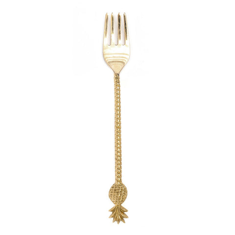 Forchetta da portata in ottone dorato a forma di ananas fatta a mano 22 cm 