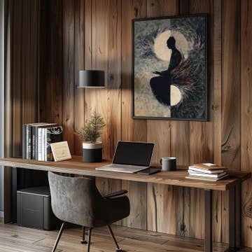 quadro meditazione e yoga stile giapponese contemporaneo